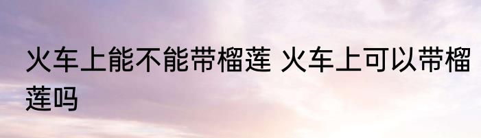 火车上能不能带榴莲 火车上可以带榴莲吗