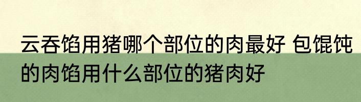 云吞馅用猪哪个部位的肉最好 包馄饨的肉馅用什么部位的猪肉好