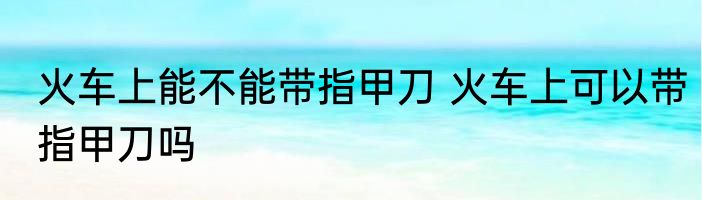 火车上能不能带指甲刀 火车上可以带指甲刀吗