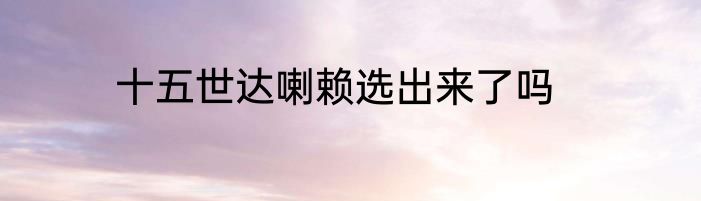 十五世达喇赖选出来了吗