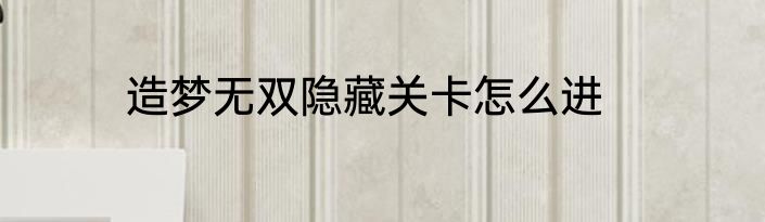 造梦无双隐藏关卡怎么进