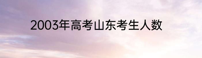 2003年高考山东考生人数