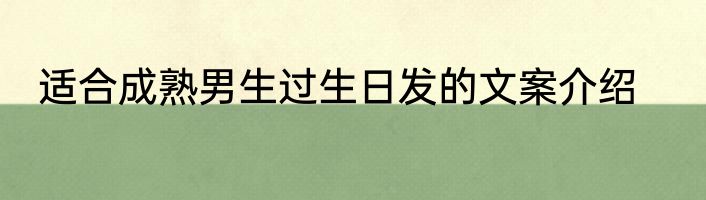 适合成熟男生过生日发的文案介绍