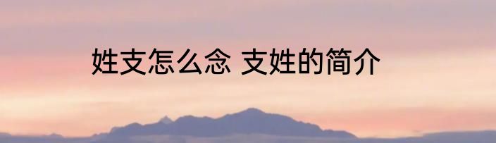 姓支怎么念 支姓的简介