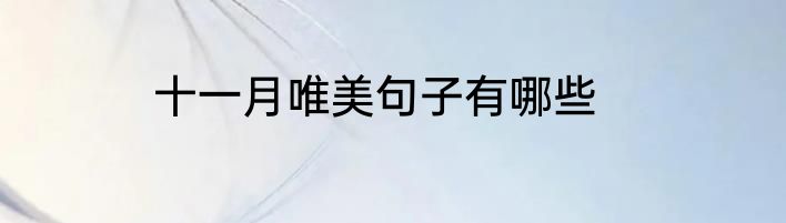 十一月唯美句子有哪些