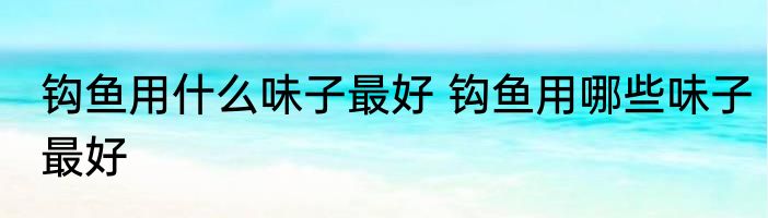 钩鱼用什么味子最好 钩鱼用哪些味子最好