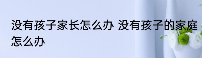 没有孩子家长怎么办 没有孩子的家庭怎么办