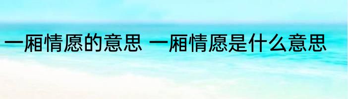 一厢情愿的意思 一厢情愿是什么意思