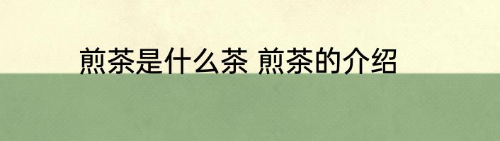 煎茶是什么茶 煎茶的介绍