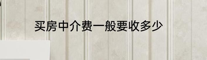 买房中介费一般要收多少