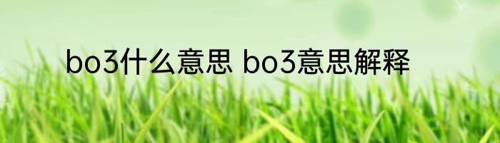 bo3什么意思 bo3意思解释