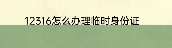 12316怎么办理临时身份证