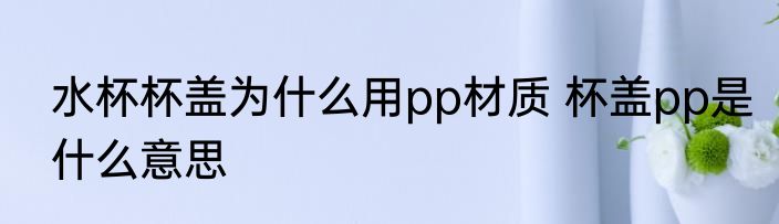 水杯杯盖为什么用pp材质 杯盖pp是什么意思