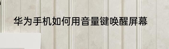 华为手机如何用音量键唤醒屏幕