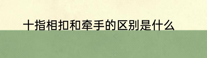 十指相扣和牵手的区别是什么