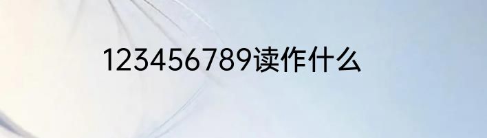 123456789读作什么
