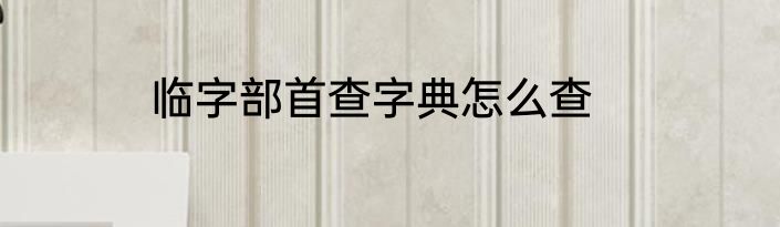 临字部首查字典怎么查