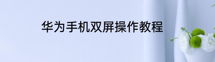 华为手机双屏操作教程