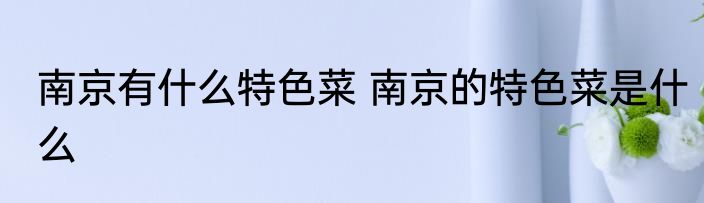 南京有什么特色菜 南京的特色菜是什么