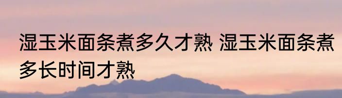 湿玉米面条煮多久才熟 湿玉米面条煮多长时间才熟