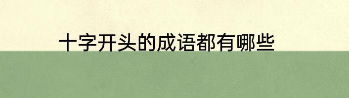 十字开头的成语都有哪些