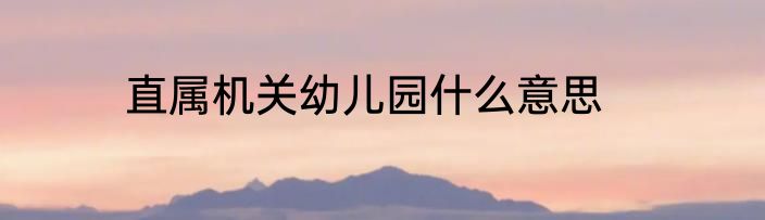 直属机关幼儿园什么意思