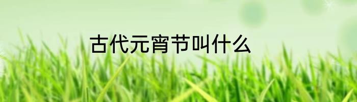 古代元宵节叫什么