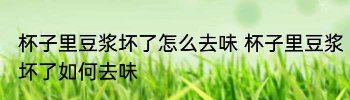 杯子里豆浆坏了怎么去味 杯子里豆浆坏了如何去味