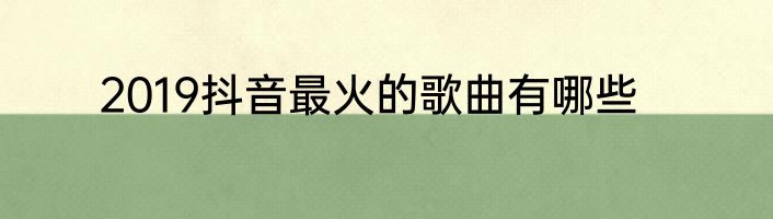 2019抖音最火的歌曲有哪些