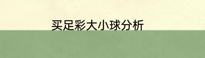 买足彩大小球分析