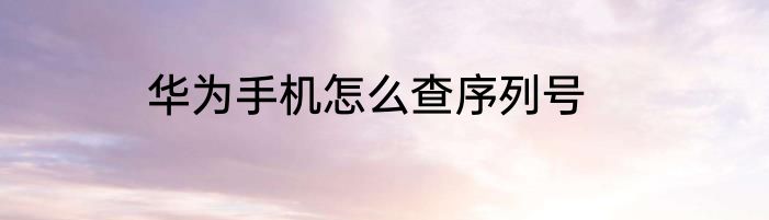 华为手机怎么查序列号