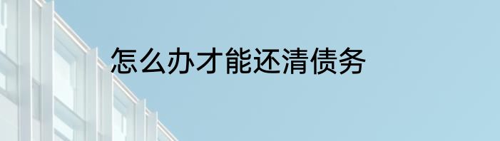 怎么办才能还清债务