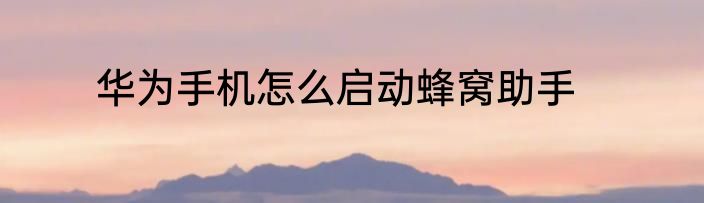 华为手机怎么启动蜂窝助手