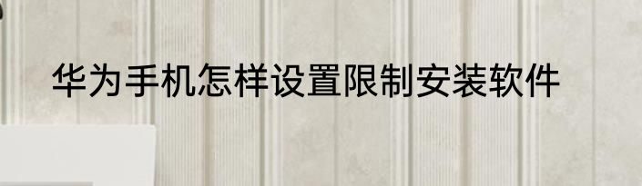 华为手机怎样设置限制安装软件