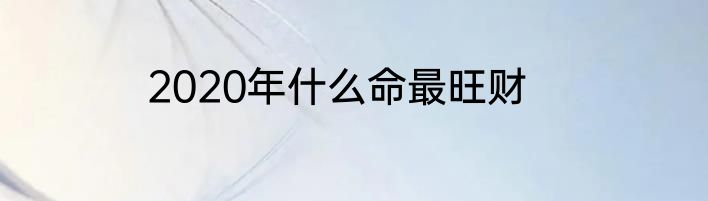 2020年什么命最旺财