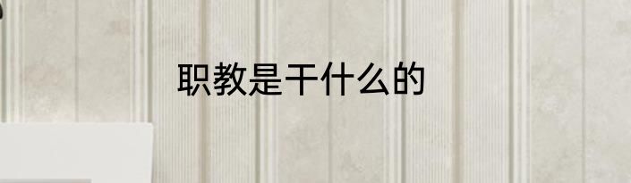 职教是干什么的