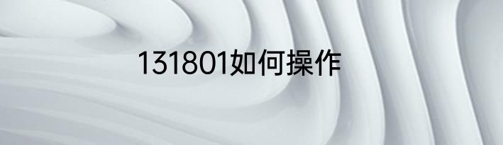131801如何操作
