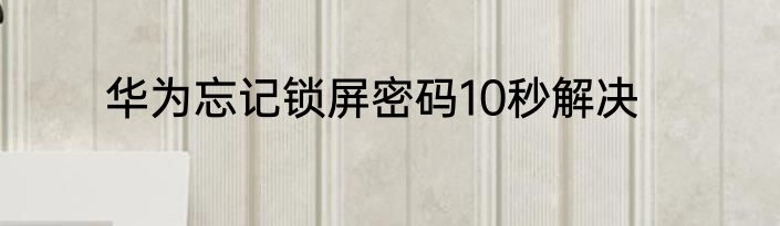 华为忘记锁屏密码10秒解决