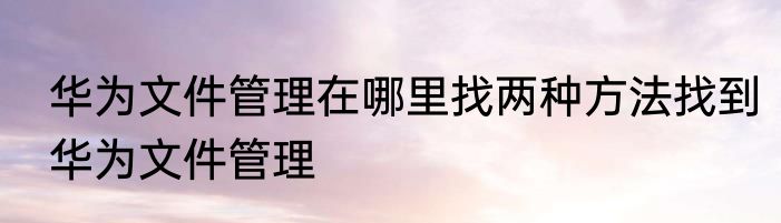 华为文件管理在哪里找两种方法找到华为文件管理