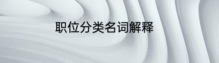 职位分类名词解释
