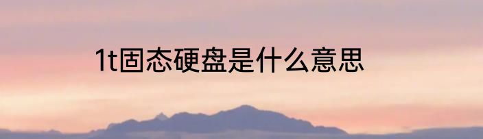 1t固态硬盘是什么意思
