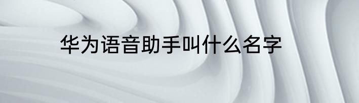 华为语音助手叫什么名字