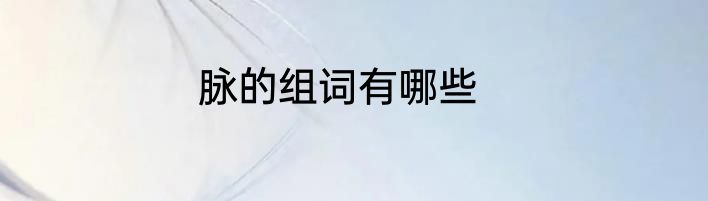 脉的组词有哪些