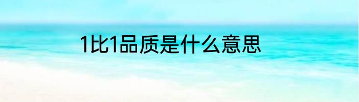 1比1品质是什么意思