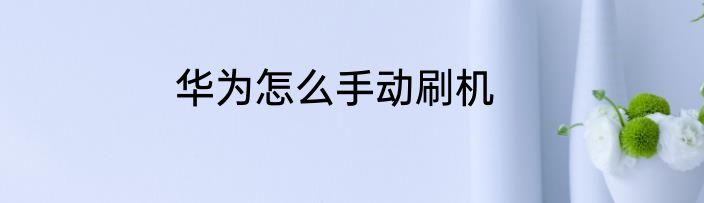 华为怎么手动刷机