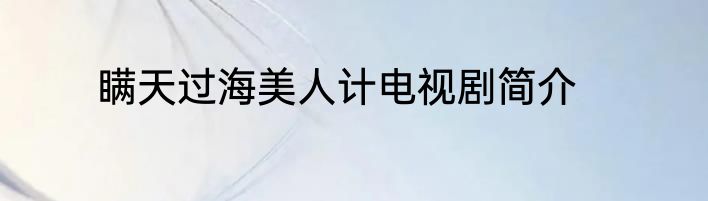 瞒天过海美人计电视剧简介