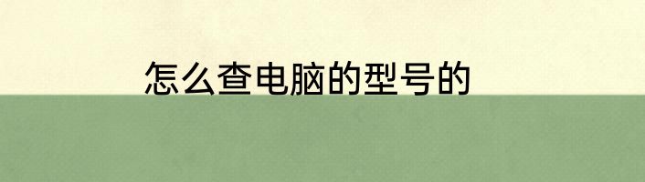 怎么查电脑的型号的