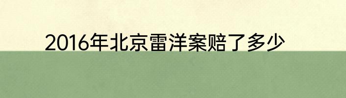 2016年北京雷洋案赔了多少