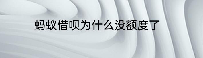 蚂蚁借呗为什么没额度了