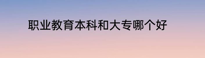 职业教育本科和大专哪个好